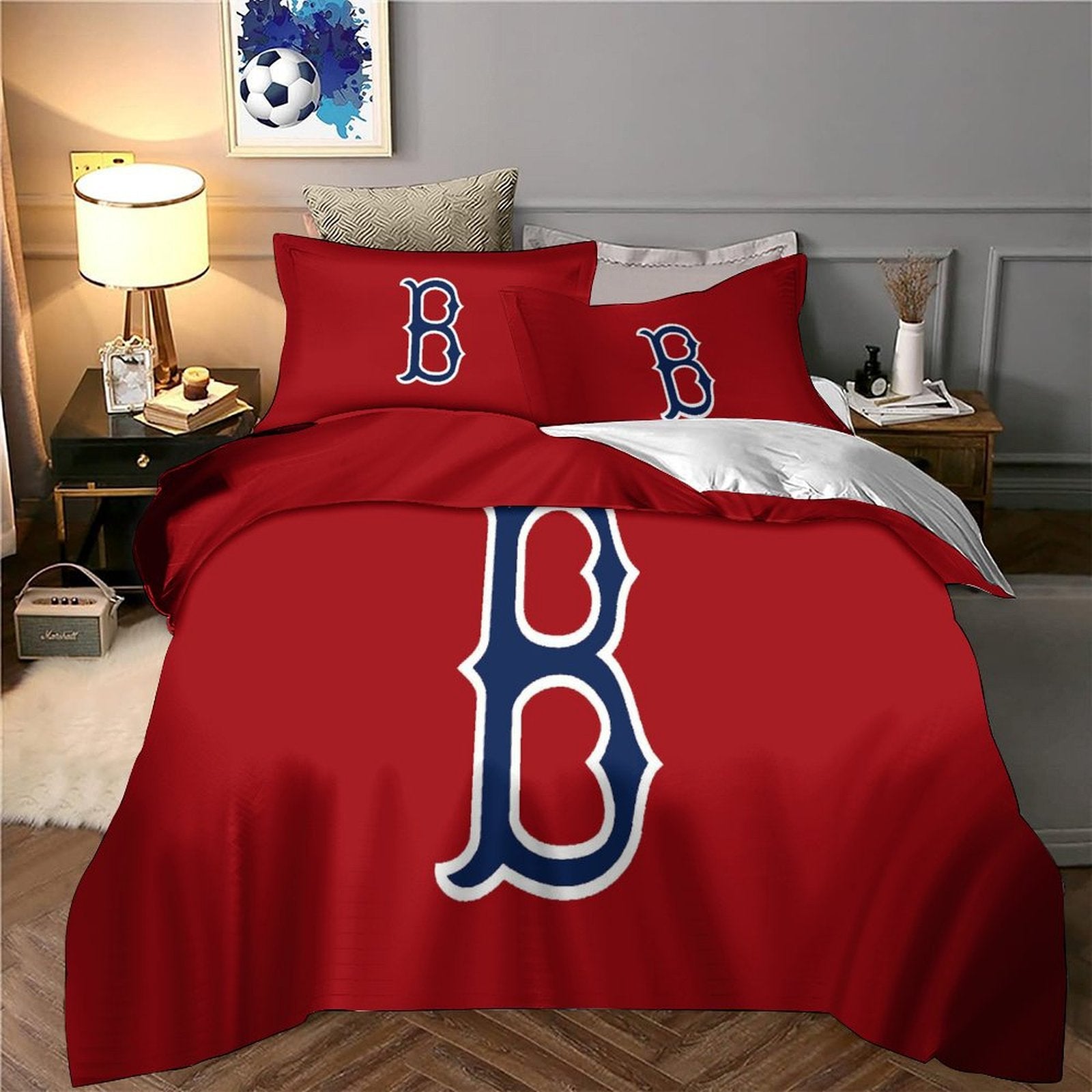 Boston Red Sox Bedding Set Quilt Cover Without Filler