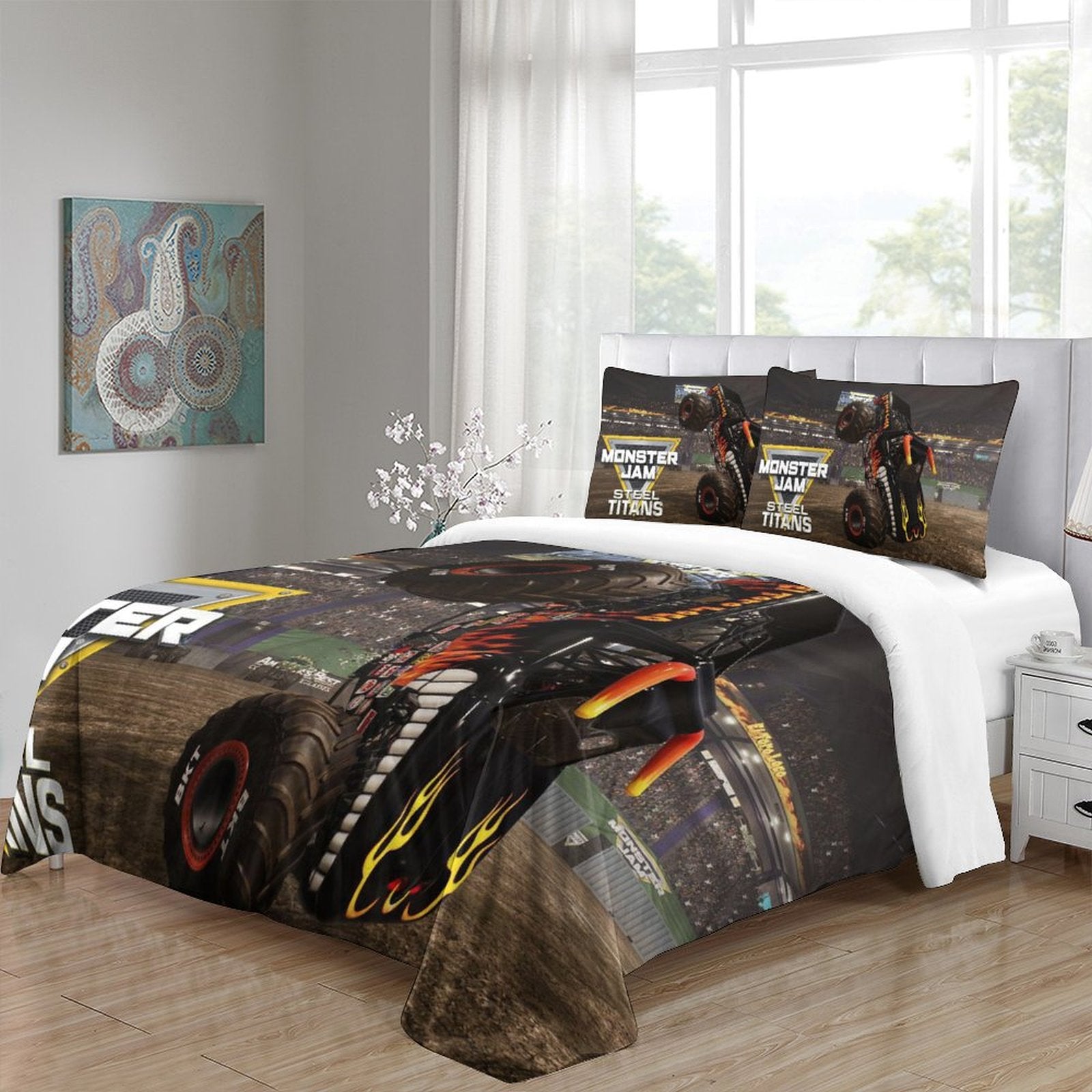 Monster Jam Steel Titans Truck Bedding Set Duvet Cover Without Filler