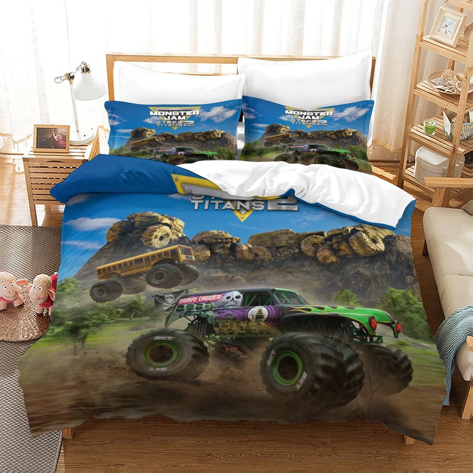 Monster Jam Steel Titans Truck Bedding Set Duvet Cover Without Filler
