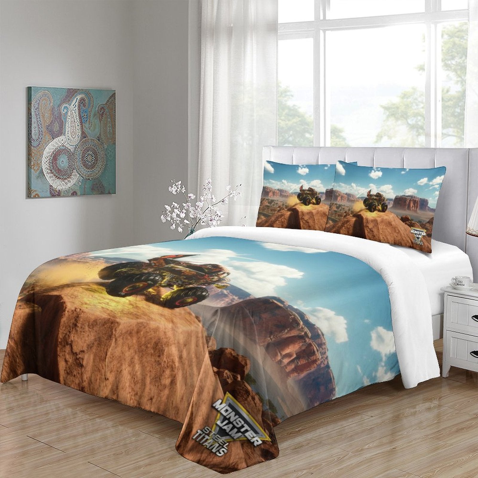 Monster Jam Steel Titans Truck Bedding Set Duvet Cover Without Filler