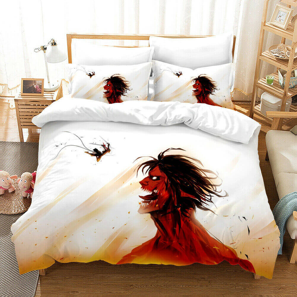 Anime Attack on Titan Bettwäsche-Set Steppdecke Bettbezüge Bettwäsche-Sets