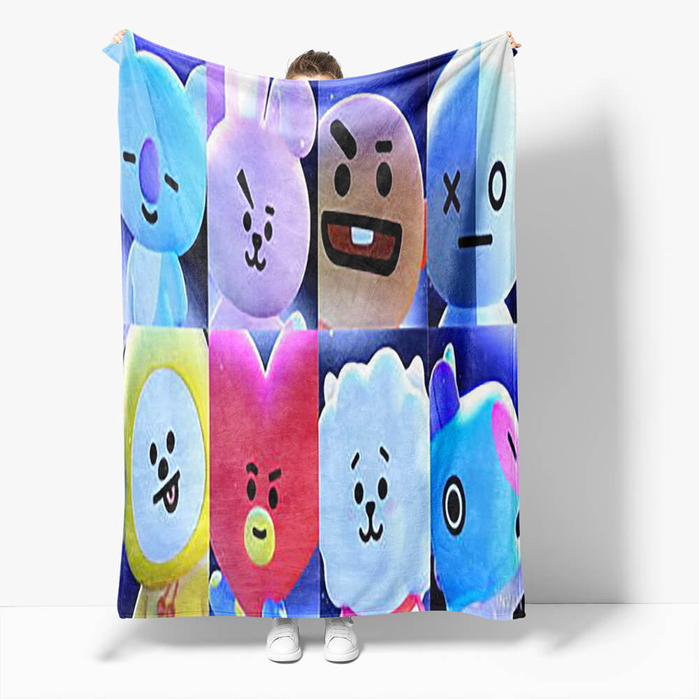 BT21 Decke Flanell Fleece Überwurf Cosplay Kuscheldecke Wickeldecke