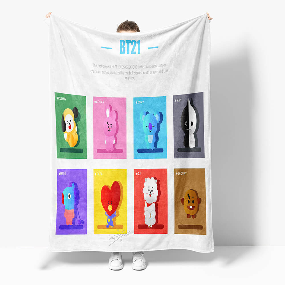 BT21 Decke Flanell Fleece Überwurf Cosplay Kuscheldecke Wickeldecke