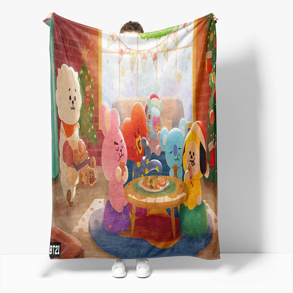 BT21 Decke Flanell Fleece Überwurf Cosplay Kuscheldecke Wickeldecke