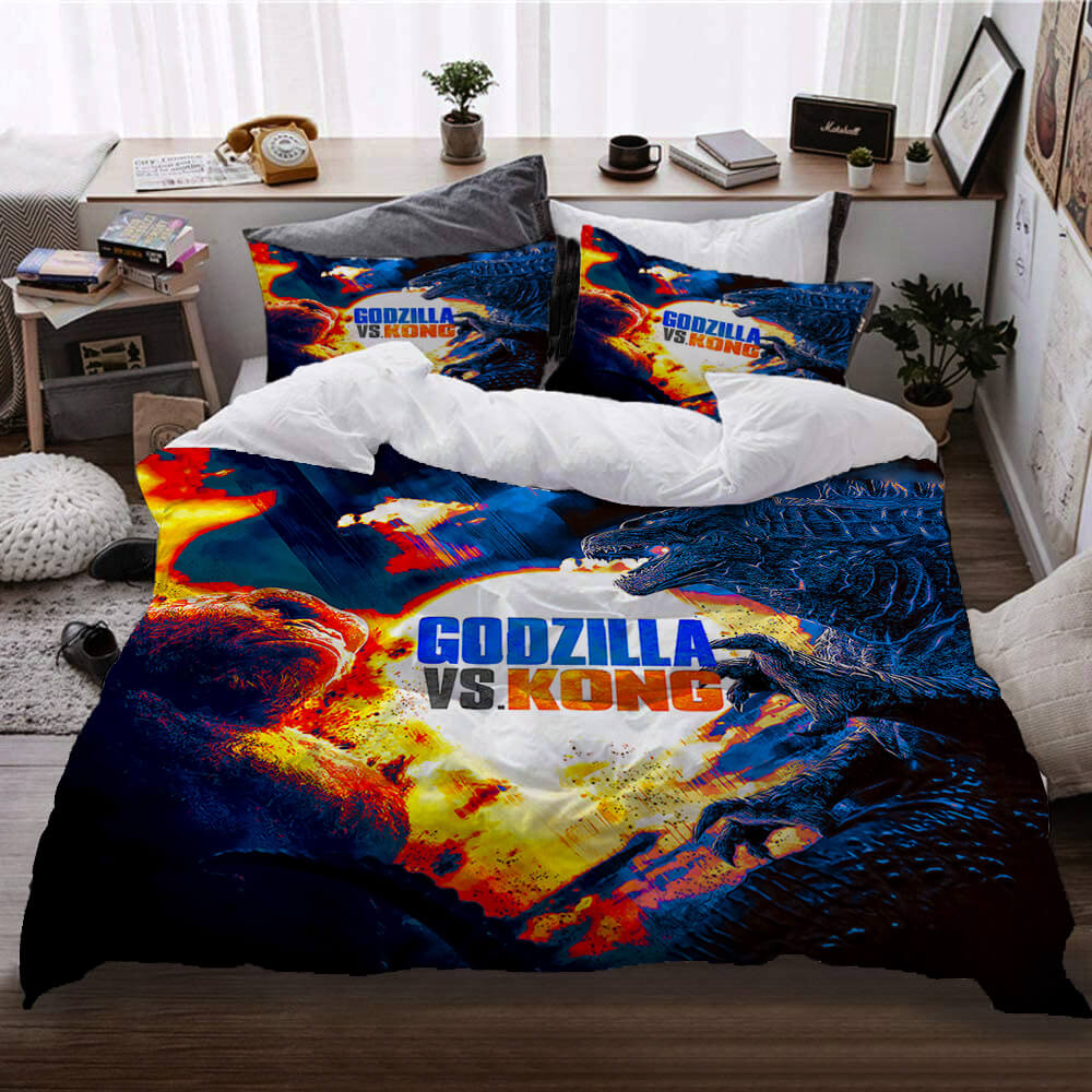 thumbnail image 2 of Godzilla Vs Kong Single Duvet Cover – Battle Royale Design – Officially Licensed 2 of 6