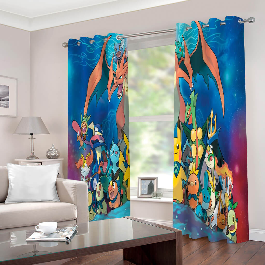 Pokémon Pikachu Rideaux Rideaux de fenêtre occultants pour la décoration de la chambre