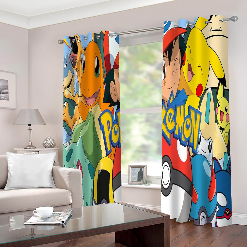 Pokémon Pikachu Rideaux Rideaux de fenêtre occultants pour la décoration de la chambre