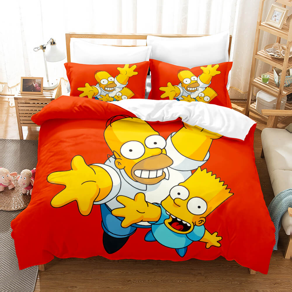 Parure de lit The Simpsons Cosplay avec housse de couette et draps de lit