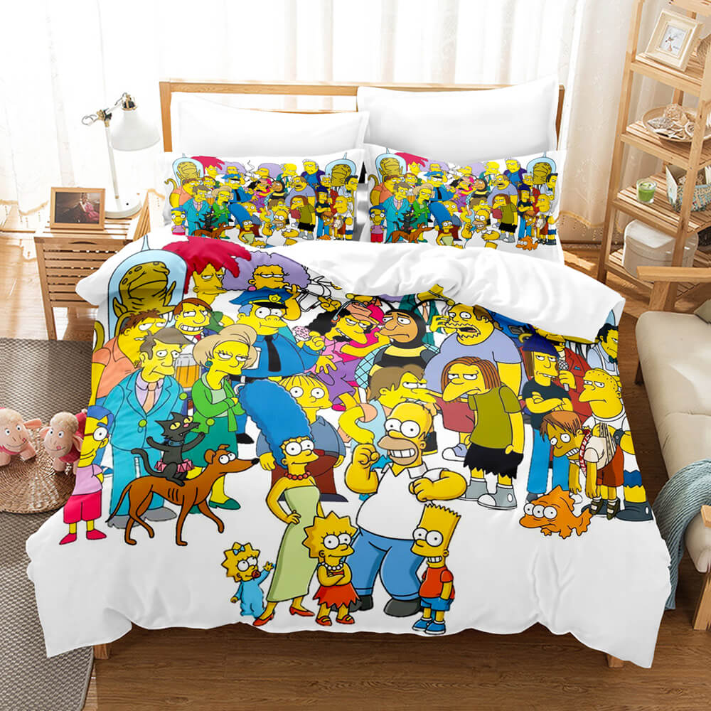 Parure de lit The Simpsons Cosplay avec housse de couette et draps de lit