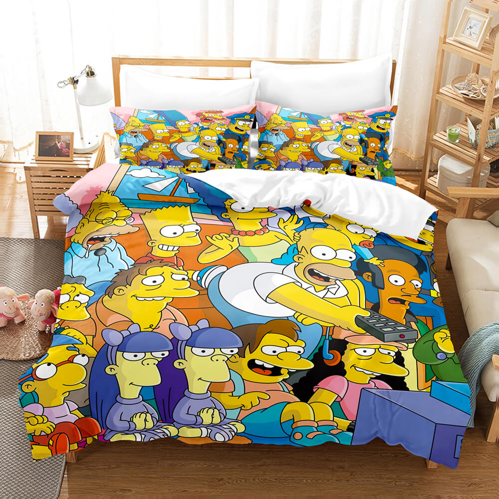 Parure de lit The Simpsons Cosplay avec housse de couette et draps de lit