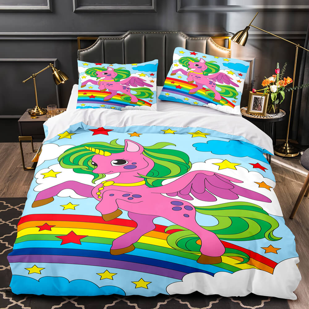 Unicorn Bedding Set Quilt Duvet Cover Bedding Sets for Kids Gift