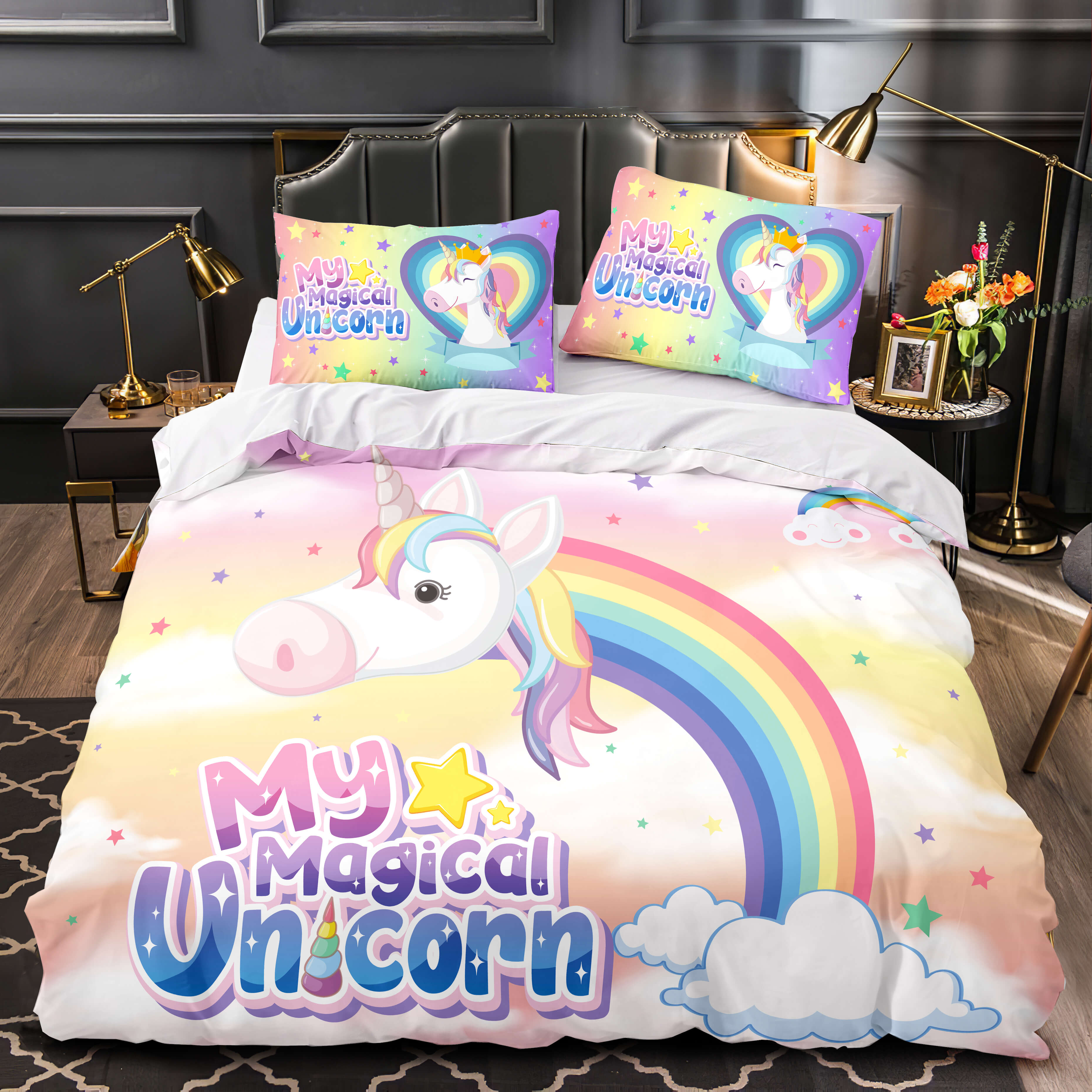 Unicorn Bedding Set Quilt Duvet Cover Bedding Sets for Kids Gift