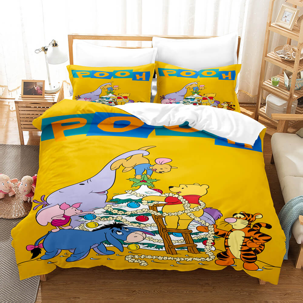 Winnie l'ourson Ensemble de literie pour enfants Housse de couette Ensembles de draps de lit