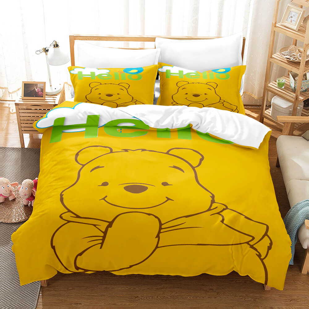 Winnie l'ourson Ensemble de literie pour enfants Housse de couette Ensembles de draps de lit