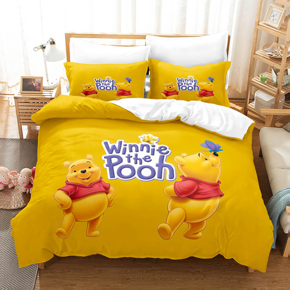 Winnie l'ourson Ensemble de literie pour enfants Housse de couette Ensembles de draps de lit