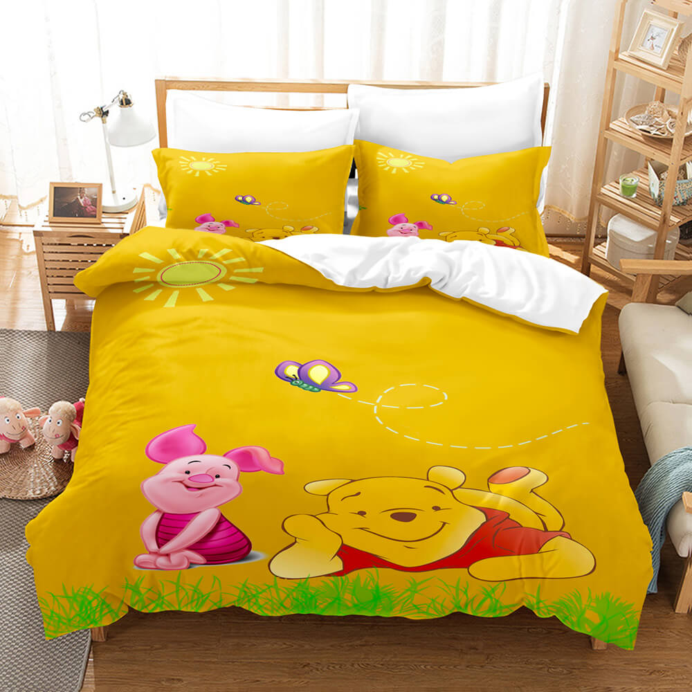 Winnie l'ourson Ensemble de literie pour enfants Housse de couette Ensembles de draps de lit
