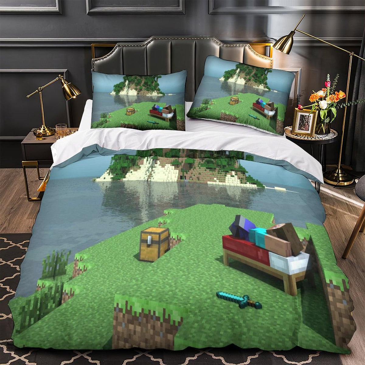 Kids bed Minecraft Bedding Set Pattern Quilt Duvet Cover Without Fille ...