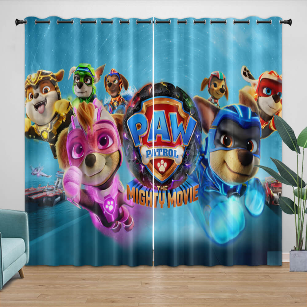 Paw Patrol The Mighty Movie Curtains Pattern Blackout Window Drapes ...