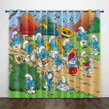 Load image into Gallery viewer, Cartoon The Smurfs Curtains Pattern Blackout Window Drapes