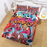 Load image into Gallery viewer, Cafe Hip Hop Street Graffiti Bedding Set Quilt Duvet Cover