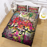 Load image into Gallery viewer, Cafe Hip Hop Street Graffiti Bedding Set Quilt Duvet Cover