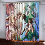 Load image into Gallery viewer, Anime Attack On Titan Pattern Curtains Blackout Window Drapes