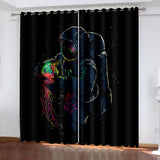 Load image into Gallery viewer, Astronaut Curtains Pattern Blackout Window Drapes