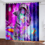 Load image into Gallery viewer, Astronaut Curtains Pattern Blackout Window Drapes