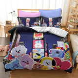 Laden Sie das Bild in den Galerie-Viewer, Cartoon BT21 Cosplay Kinder Bettwäsche Set UK Quilt Bettbezug Bettsets