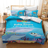 Laden Sie das Bild in den Galerie-Viewer, Cartoon Baby Shark Kinderbettwäsche-Set Steppdecke Bettbezug Bettwäsche-Sets