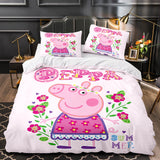 Laden Sie das Bild in den Galerie-Viewer, Cartoon Peppa Pig Bettwäsche-Set Quilt Bettbezug Bettwäsche-Sets für Kinder