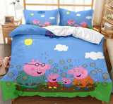 Laden Sie das Bild in den Galerie-Viewer, Cartoon Peppa Pig Bettwäsche-Set Quilt Bettbezug Bettwäsche-Sets für Kinder