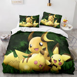 Laden Sie das Bild in den Galerie-Viewer, Cartoon Pokemon Pikachu Kinder Bettwäsche Set Quilt Bettbezug Bettsets