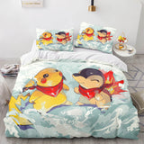 Laden Sie das Bild in den Galerie-Viewer, Cartoon Pokemon Pikachu Kinderbettwäsche-Set, UK-Steppbettbezug, Bettsets
