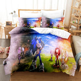 Laden Sie das Bild in den Galerie-Viewer, Cartoon Sonic Cosplay Kinderbettwäsche-Set Steppbettbezüge Bettsets