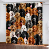 Load image into Gallery viewer, Pet Dogs Curtains Blackout Window Treatments Drapes for Room Decoration