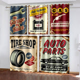 Load image into Gallery viewer, Retro iron Decorative Painting Curtains Blackout Window Treatments Drapes