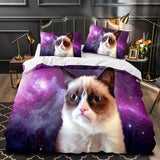 Laden Sie das Bild in den Galerie-Viewer, Bettwäscheset „Space Cat“, Astronautenkatze im Weltraum, Bettbezug