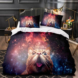 Laden Sie das Bild in den Galerie-Viewer, Bettwäscheset „Space Cat“, Astronautenkatze im Weltraum, Bettbezug