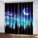 Load image into Gallery viewer, Starry Sky Space Night Scene Curtains Blackout Window Treatments Drapes