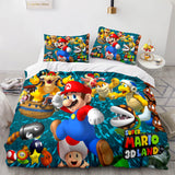 Laden Sie das Bild in den Galerie-Viewer, Super Mario Cosplay Kinder-Bettwäsche-Set Steppbettbezüge Bett-Sets