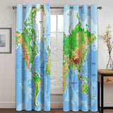 Load image into Gallery viewer, World Map Curtains Blackout Window Treatments Drapes for Room Decoration